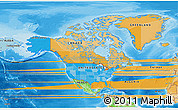 Political 3D Map of North America, political shades outside