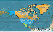 Political 3D Map of North America, satellite outside