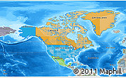 Political 3D Map of North America, semi-desaturated, land only