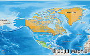 Political 3D Map of North America, shaded relief outside