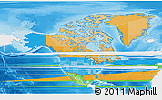 Political 3D Map of North America, single color outside