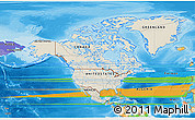 Shaded Relief 3D Map of North America, political outside