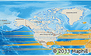 Shaded Relief 3D Map of North America, political shades outside