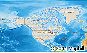 Shaded Relief 3D Map of North America, political shades outside, shaded relief sea