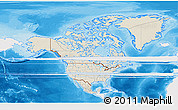 Shaded Relief 3D Map of North America, single color outside, bathymetry sea, shaded relief sea