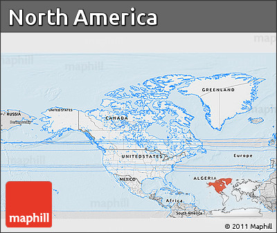 Silver Style 3D Map of North America