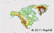 Physical Map of North America, cropped outside