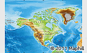 Physical Map of North America, political shades outside, shaded relief sea