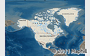 Shaded Relief Map of North America, darken