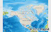 Shaded Relief Map of North America, physical outside