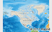 Shaded Relief Map of North America, political shades outside, shaded relief sea
