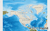 Shaded Relief Map of North America, satellite outside, shaded relief sea