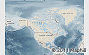 Shaded Relief Map of North America, semi-desaturated