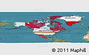 Flag Panoramic Map of North America, satellite outside