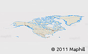 Shaded Relief Panoramic Map of North America, cropped outside