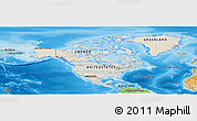 Shaded Relief Panoramic Map of North America, political shades outside, shaded relief sea