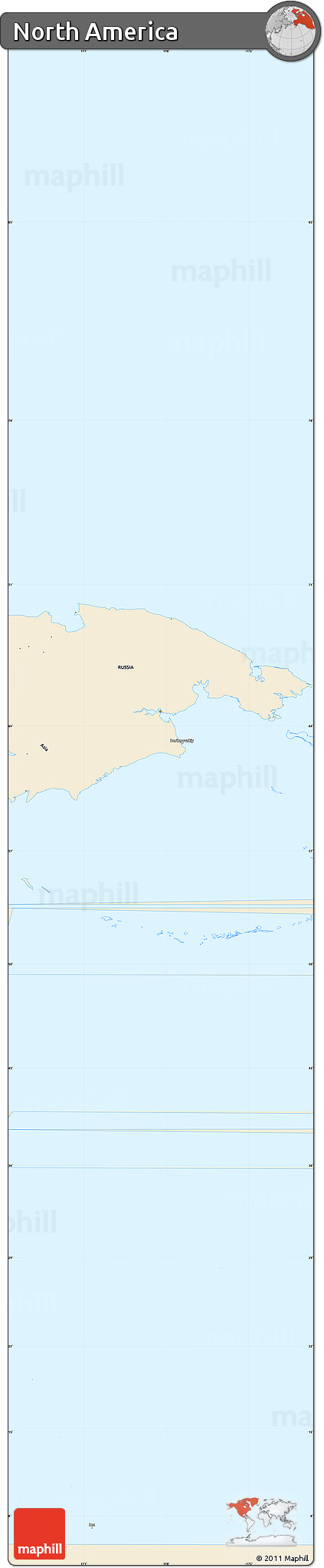 Classic Style Simple Map of North America
