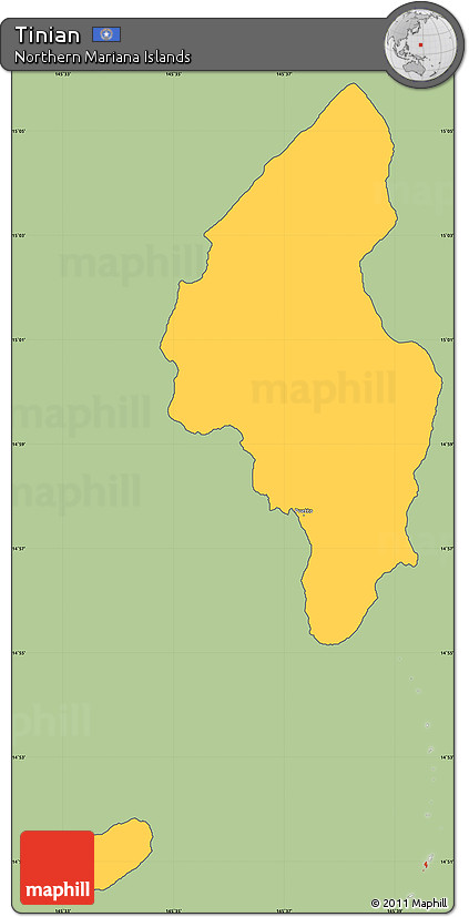Savanna Style Simple Map of Tinian, cropped outside