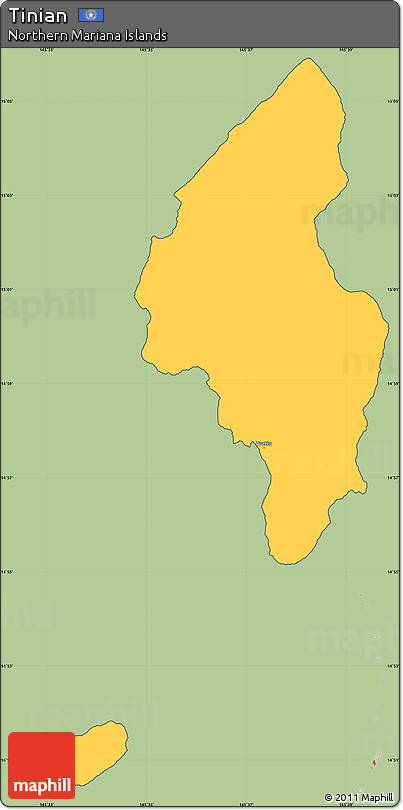 Savanna Style Simple Map of Tinian, cropped outside