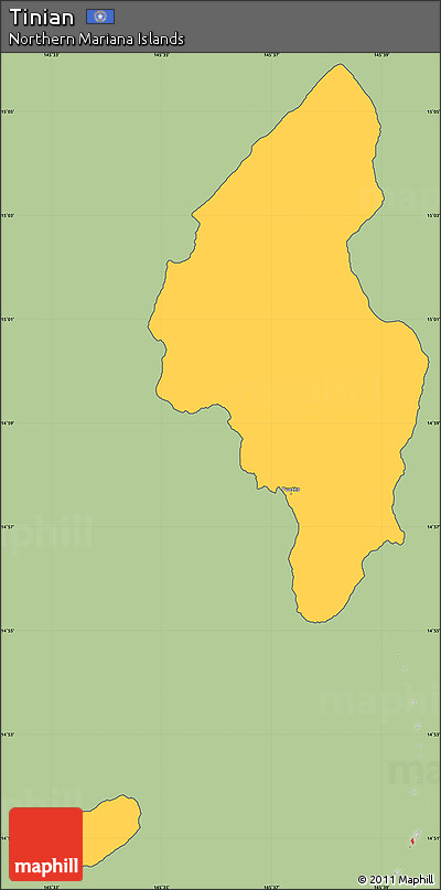 Savanna Style Simple Map of Tinian, cropped outside