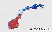Flag 3D Map of Norway, flag aligned to the middle