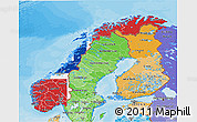 Flag 3D Map of Norway, political shades outside