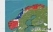 Flag 3D Map of Norway, satellite outside