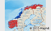 Flag 3D Map of Norway, shaded relief outside