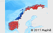 Flag 3D Map of Norway, single color outside, bathymetry sea