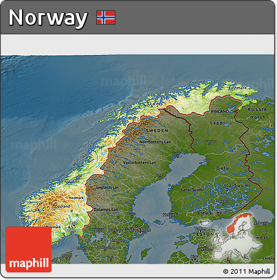 Physical 3D Map of Norway, darken