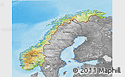 Physical 3D Map of Norway, desaturated, land only