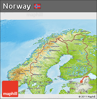 Physical 3D Map of Norway