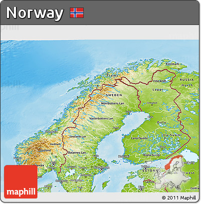 Physical 3D Map of Norway