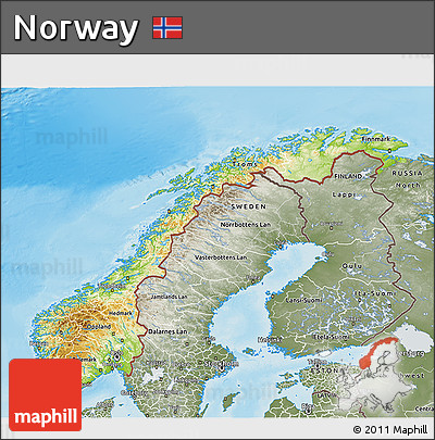 Physical 3D Map of Norway, semi-desaturated, land only