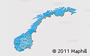 Political Shades 3D Map of Norway, cropped outside