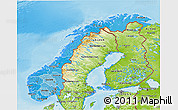 Political Shades 3D Map of Norway, physical outside