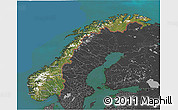 Satellite 3D Map of Norway, darken, desaturated, land only