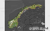Satellite 3D Map of Norway, darken, desaturated