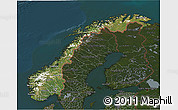 Satellite 3D Map of Norway, darken