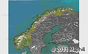 Satellite 3D Map of Norway, desaturated, land only