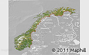 Satellite 3D Map of Norway, lighten, desaturated