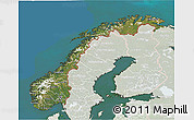 Satellite 3D Map of Norway, lighten, land only