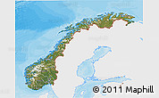 Satellite 3D Map of Norway, single color outside, bathymetry sea, shaded relief sea
