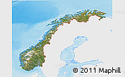Satellite 3D Map of Norway, single color outside, shaded relief sea