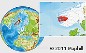 Physical Location Map of Hordaland, highlighted country