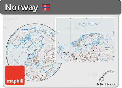 Gray Location Map of Norway, lighten, semi-desaturated