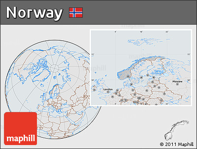 Gray Location Map of Norway, lighten, semi-desaturated