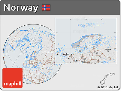 Gray Location Map of Norway, lighten, semi-desaturated