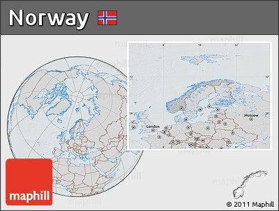 Gray Location Map of Norway, lighten, semi-desaturated, hill shading