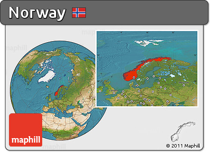 Satellite Location Map of Norway